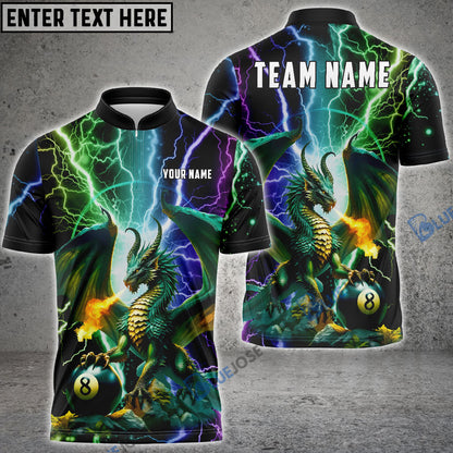 Frenzidea Billiards Dragon Lighting Personalized Name, Team Name Shirt