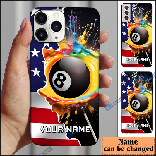 frenzidea Billiards 8 Ball American Flag Personalized Name Phone Case