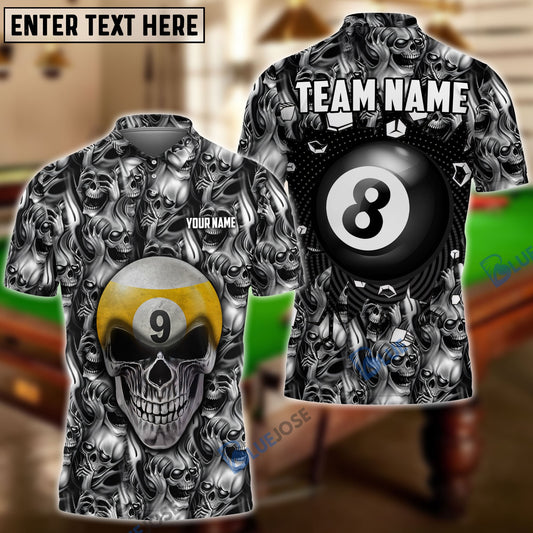 Frenzidea Billiards Skull 8&9 Ball Customized Name, Team Name Unisex Shirt
