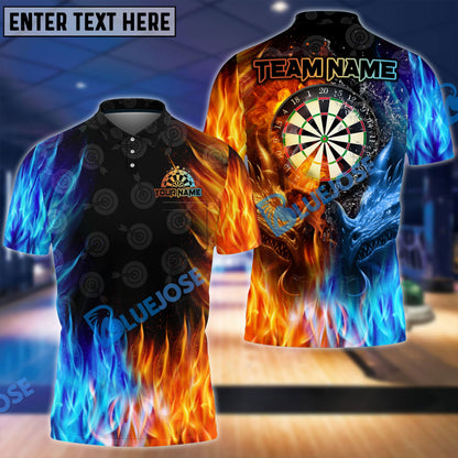 Frenzidea Blue Fire Dartboard Customized Name, Team Name 3D Unisex Shirt