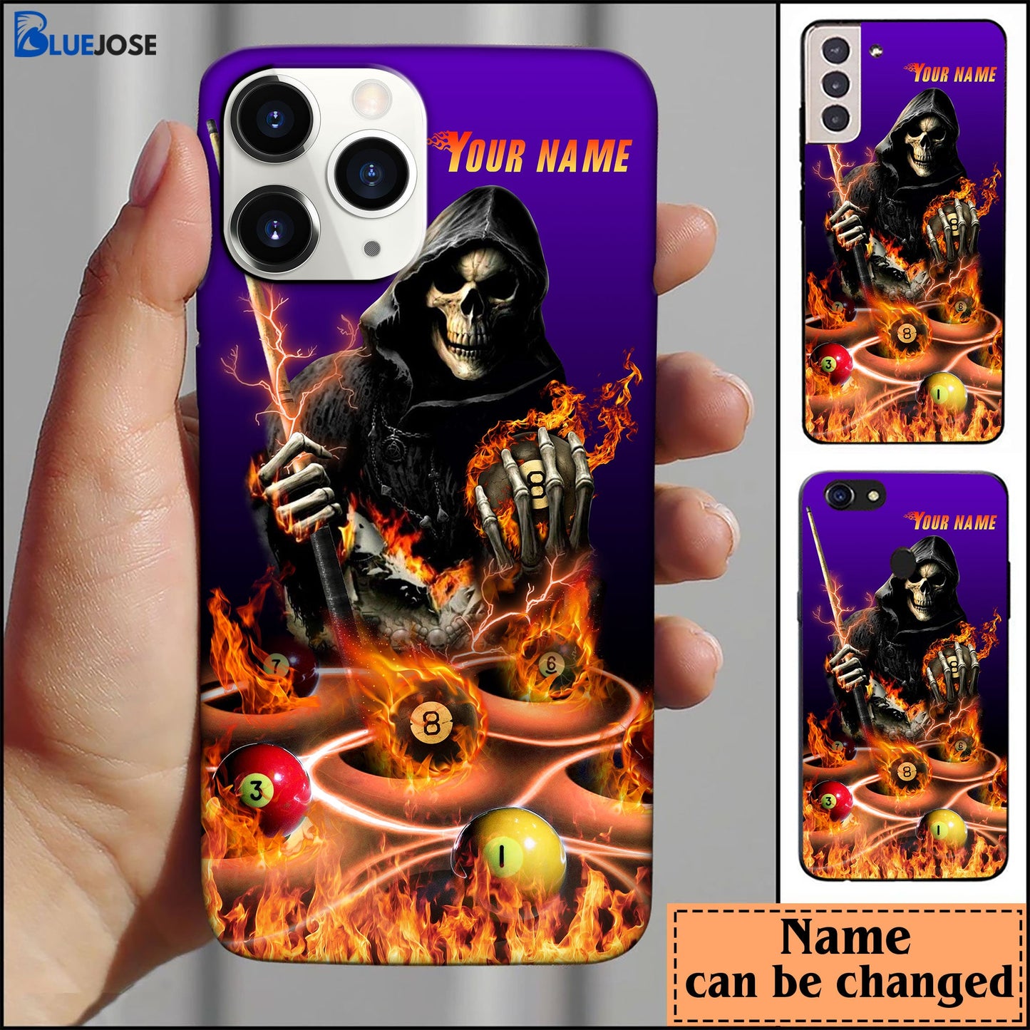 Frenzidea Billiard Reaper Purple Personalized Name Phone Case