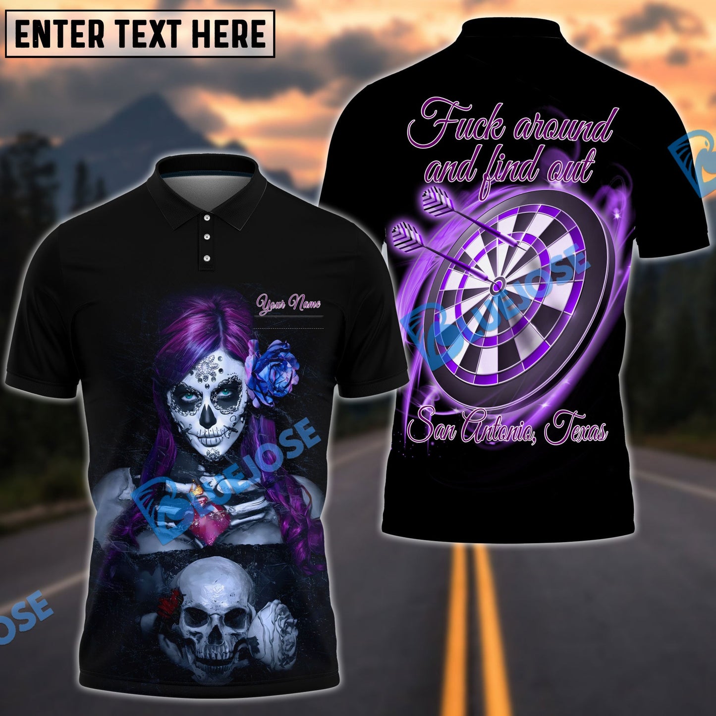 Frenzidea Darts Purple Girl & Skull Personalized Shirt