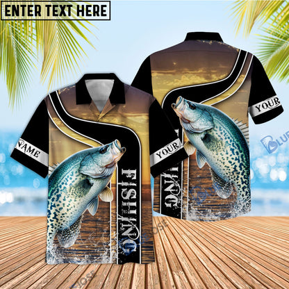 Frenzidea Crappie Fishing Sunset Custom Name 3D Shirt