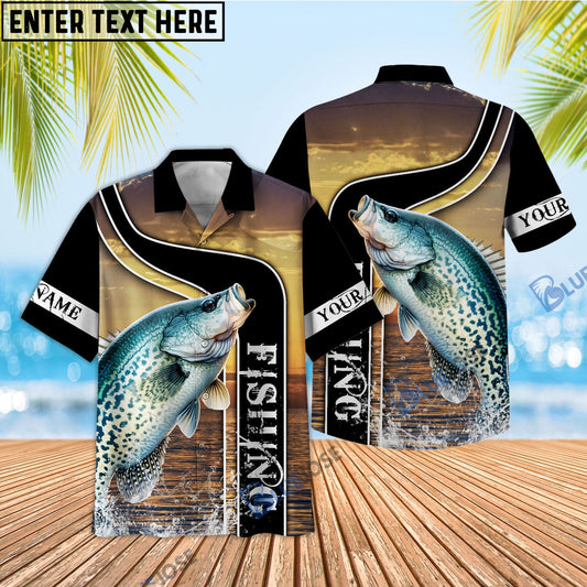 Frenzidea Crappie Fishing Sunset Custom Name 3D Shirt