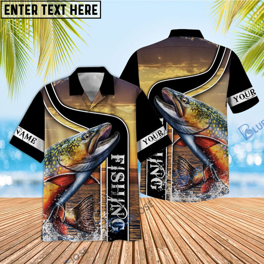 Frenzidea Trout Fishing Sunset Custom Name 3D Shirt