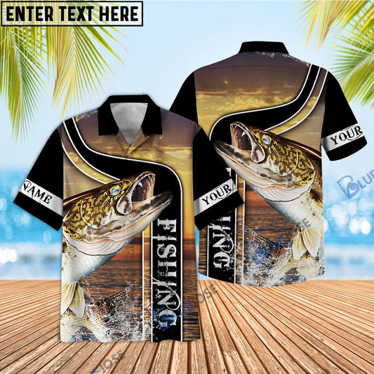 Frenzidea Walleye Fishing Sunset Custom Name 3D Shirt