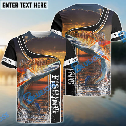Frenzidea Redfish Fishing Sunset Custom Name 3D Shirt