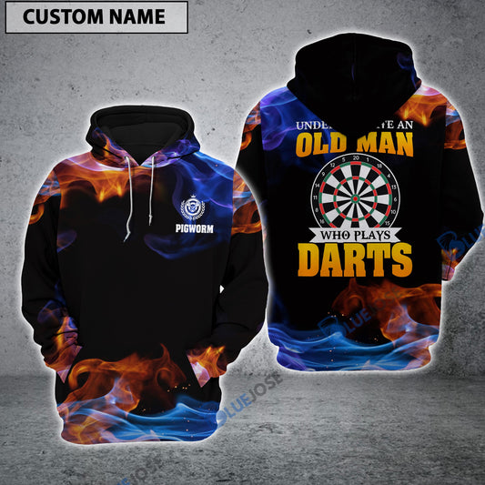 frenzidea Never Underestimate An Old Man Who Play Darts Personalized Name 3D Hoodie
