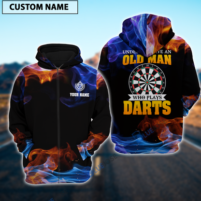 Frenzidea Never Underestimate An Old Man Who Play Darts Personalized Name 3D Shirt