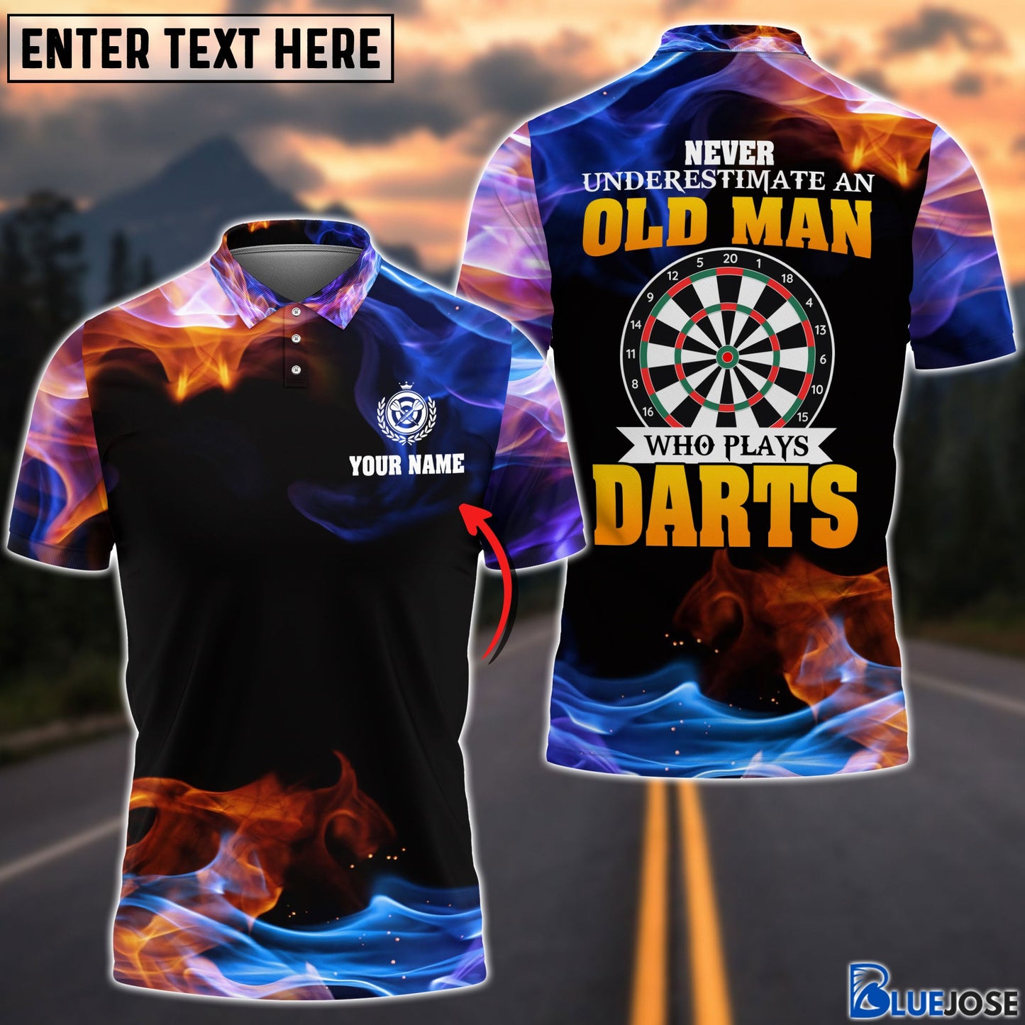 Frenzidea Never Underestimate An Old Man Who Play Darts Personalized Name 3D Shirt