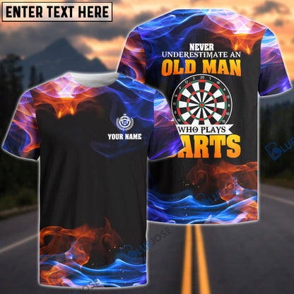 Frenzidea Never Underestimate An Old Man Who Play Darts Personalized Name 3D Shirt