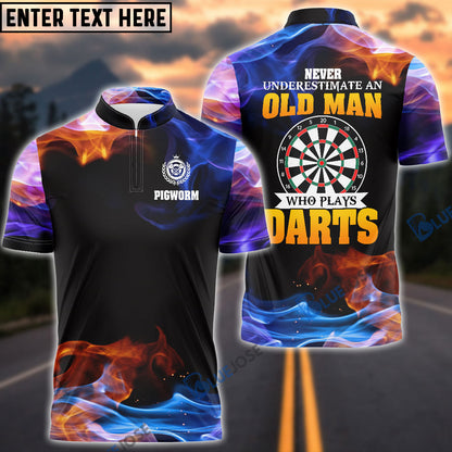 Frenzidea Never Underestimate An Old Man Who Play Darts Personalized Name 3D Shirt