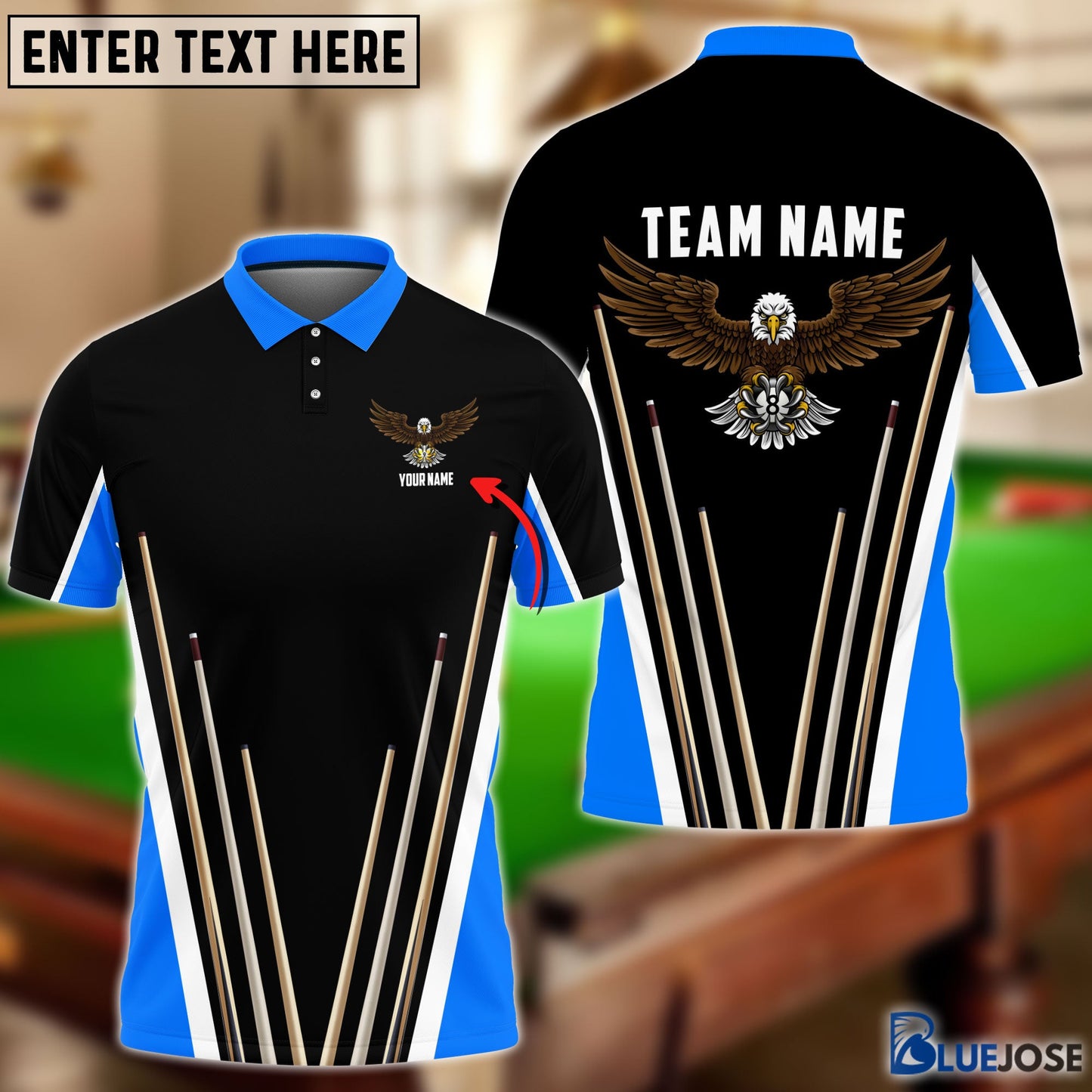 Frenzidea Billiards Eagles Personalized Name, Team Name Unisex Shirt (2 Colors)