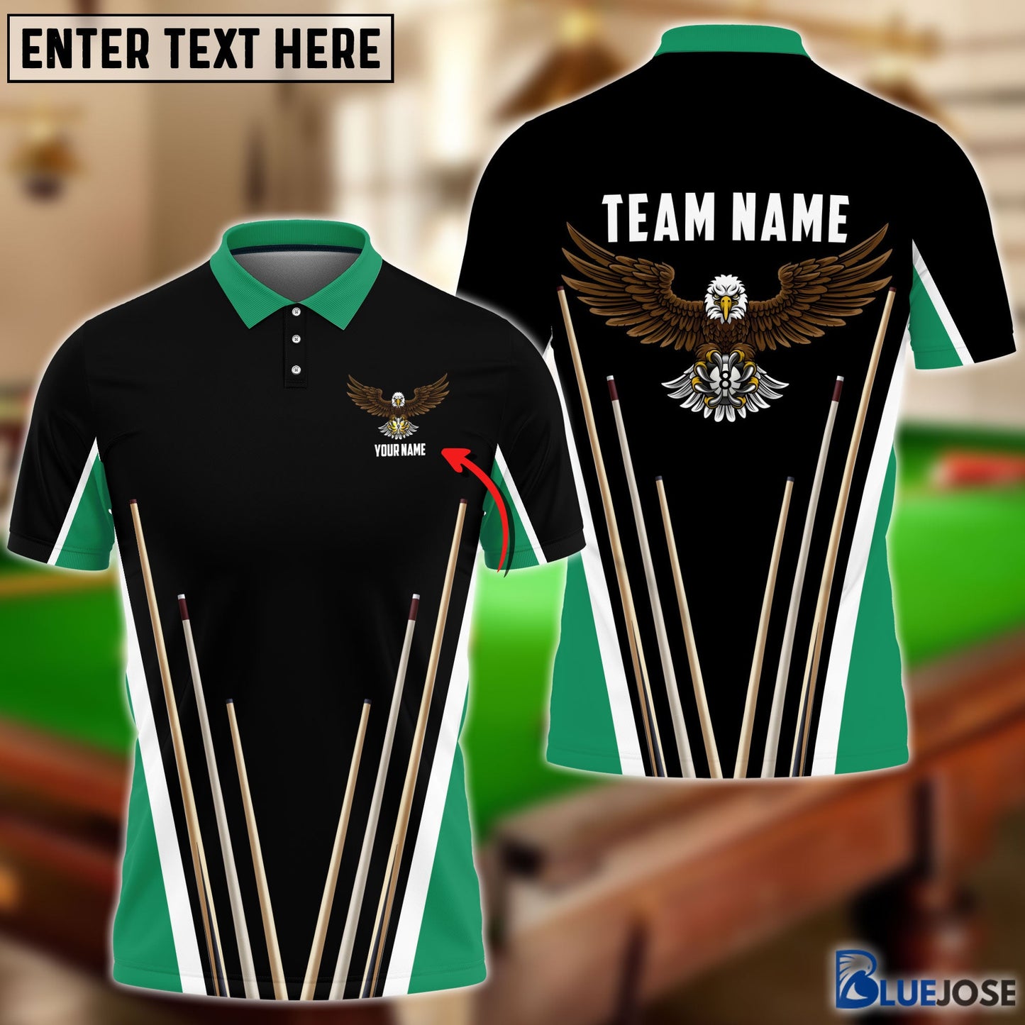 Frenzidea Billiards Eagles Personalized Name, Team Name Unisex Shirt (2 Colors)