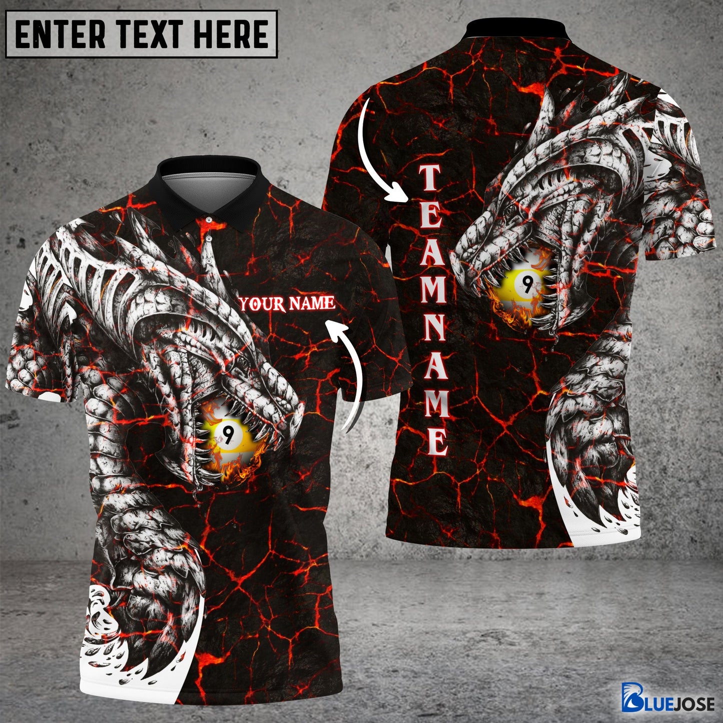 Frenzidea Fire Dragon Billiards 9-Ball Personalized Unisex Shirt