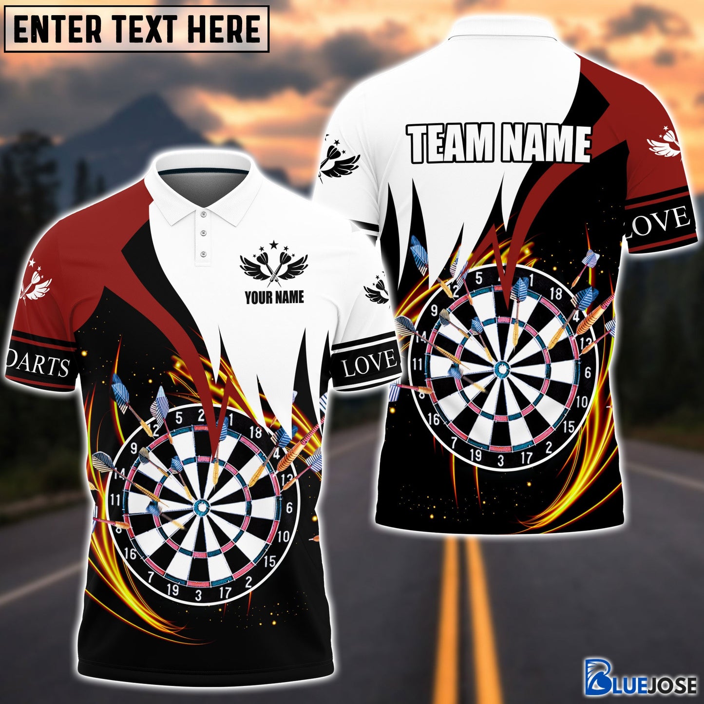 Frenzidea Darts Red & White Personalized Name 3D Shirt