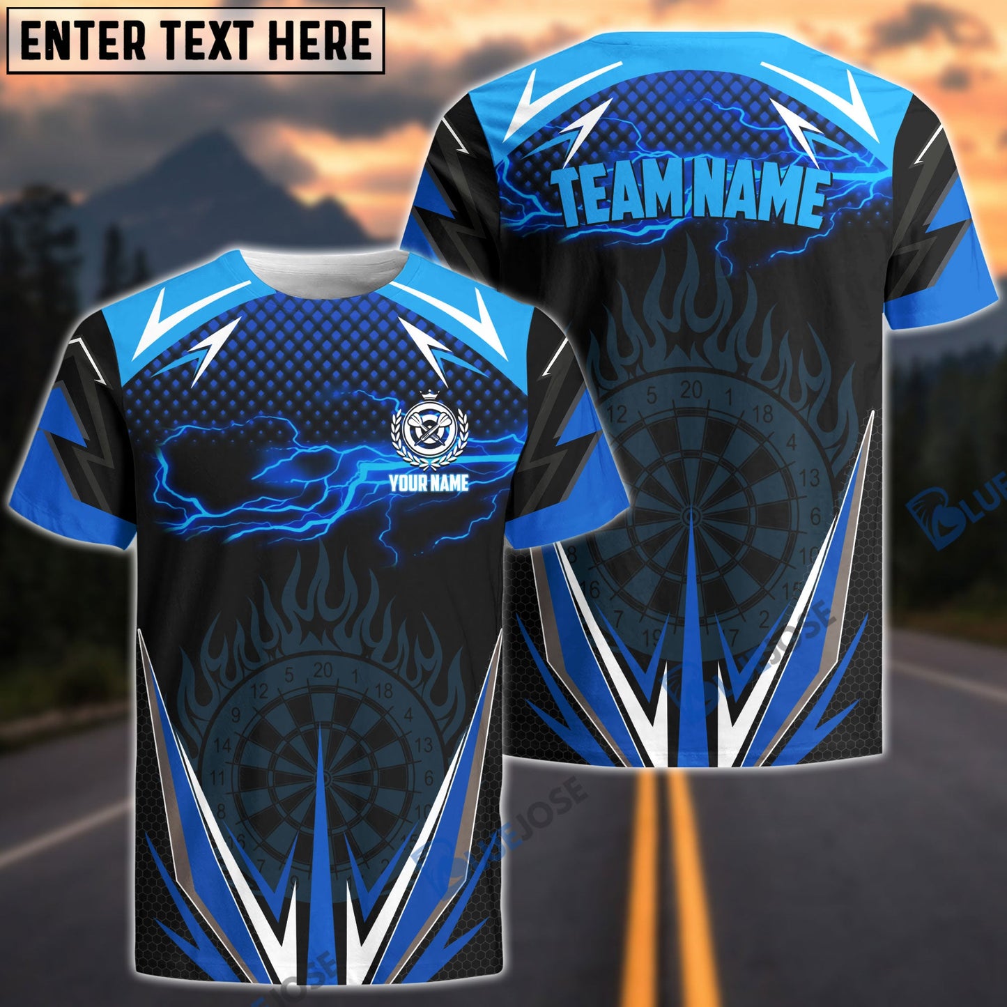 Frenzidea Dart Blue Fire Personalized Name 3D Shirt