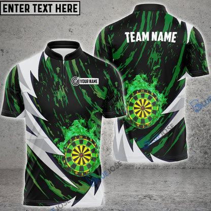 Frenzidea Dart Green Fire Personalized Name 3D Shirt