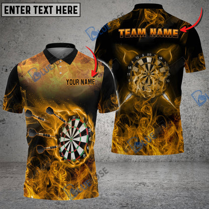 Frenzidea Darts Flaming Smoke Personalized Name, Team Name 3D Shirt (4 Colors)