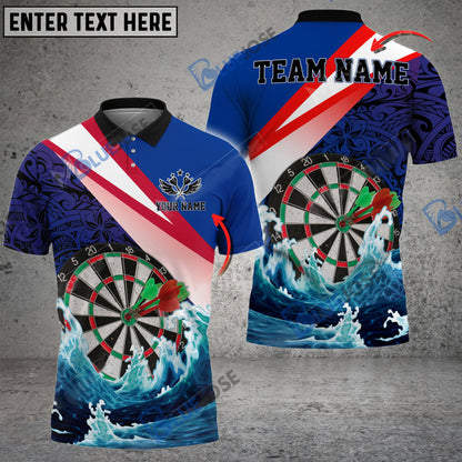Frenzidea Darts Ocean Waves Tattoo Pattern Personalized Name, Team Name 3D Shirt (4 Colors)