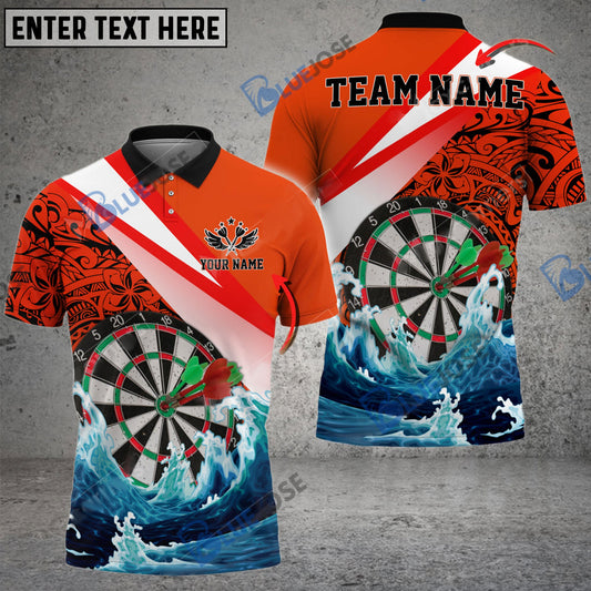 Frenzidea Darts Ocean Waves Tattoo Pattern Personalized Name, Team Name 3D Shirt (4 Colors)