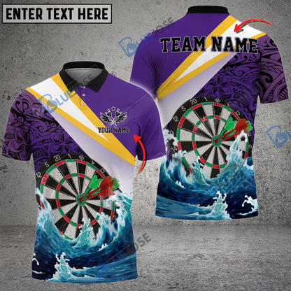 Frenzidea Darts Ocean Waves Tattoo Pattern Personalized Name, Team Name 3D Shirt (4 Colors)