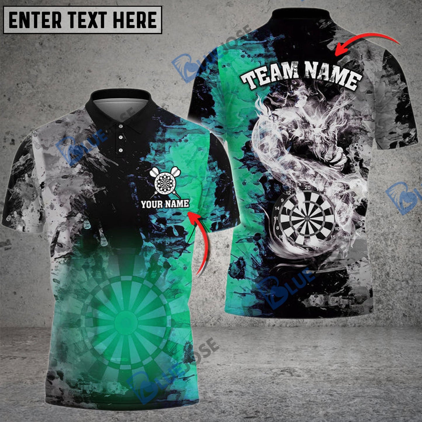 Frenzidea Darts Mist Dragon Personalized Name, Team Name 3D Shirt (4 Colors)
