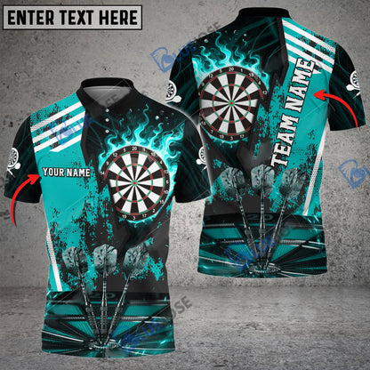 Frenzidea Darts Dartboard Flame Hitting Target Personalized Name, Team Name 3D Shirt (4 Colors)