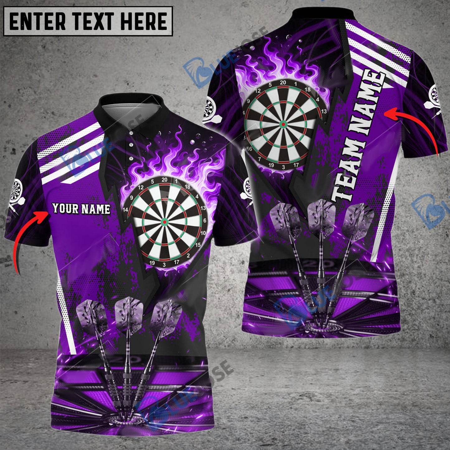 Frenzidea Darts Dartboard Flame Hitting Target Personalized Name, Team Name 3D Shirt (4 Colors)