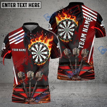 Frenzidea Darts Dartboard Flame Hitting Target Personalized Name, Team Name 3D Shirt (4 Colors)