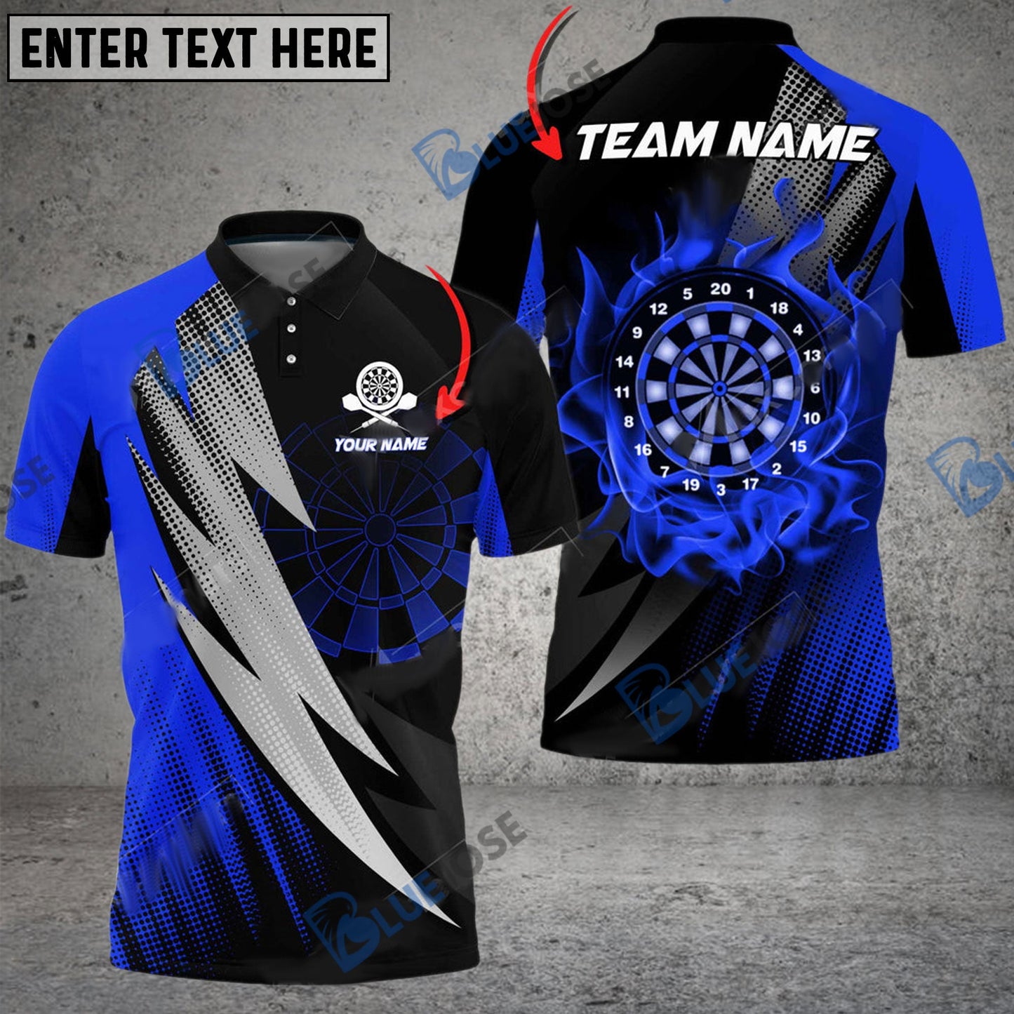 Frenzidea Darts Thunder Fang Flame Personalized Name, Team Name 3D Shirt (4 Colors)