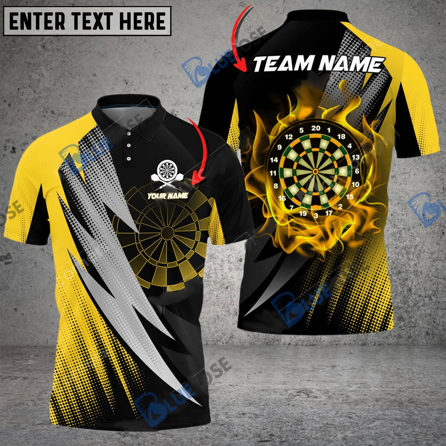 Frenzidea Darts Thunder Fang Flame Personalized Name, Team Name 3D Shirt (4 Colors)
