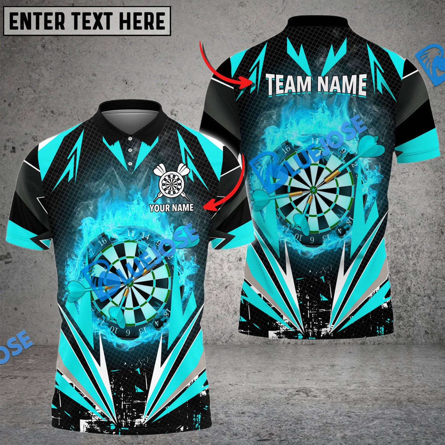 Frenzidea Darts Dartboard Flaming Personalized Name, Team Name 3D Shirt (4 Colors)