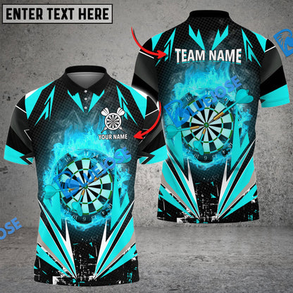 Frenzidea Darts Dartboard Flaming Personalized Name, Team Name 3D Shirt (4 Colors)