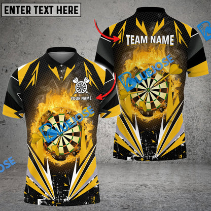 Frenzidea Darts Dartboard Flaming Personalized Name, Team Name 3D Shirt (4 Colors)
