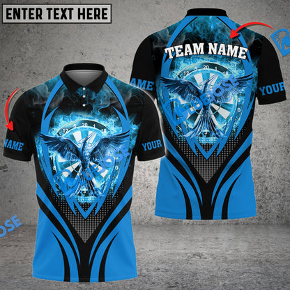 Frenzidea Darts Flaming Phoenix Personalized Name, Team Name 3D Shirt (4 Colors)