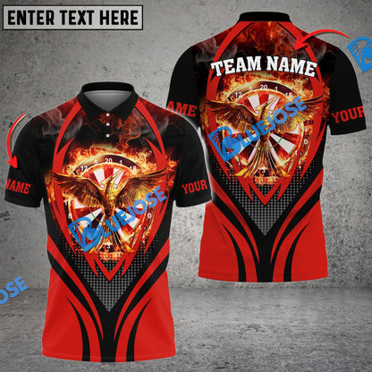 Frenzidea Darts Flaming Phoenix Personalized Name, Team Name 3D Shirt (4 Colors)