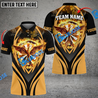 Frenzidea Darts Flaming Phoenix Personalized Name, Team Name 3D Shirt (4 Colors)