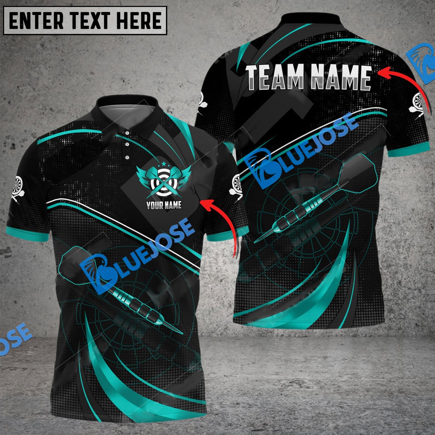 Frenzidea Darts Spinning Arrow Personalized Name, Team Name 3D Shirt (6 Colors)