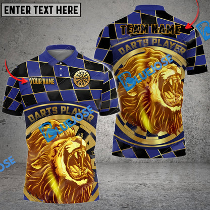 Frenzidea Darts Lion Caro Pattern Personalized Name, Team Name 3D Shirt (4 Colors)