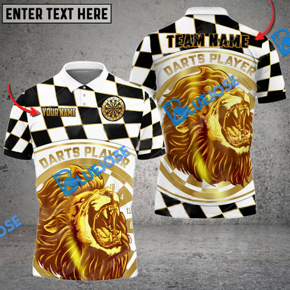 Frenzidea Darts Lion Caro Pattern Personalized Name, Team Name 3D Shirt (4 Colors)