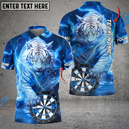 Frenzidea Darts White Tiger Personalized Name, Team Name 3D Shirt (4 Colors)
