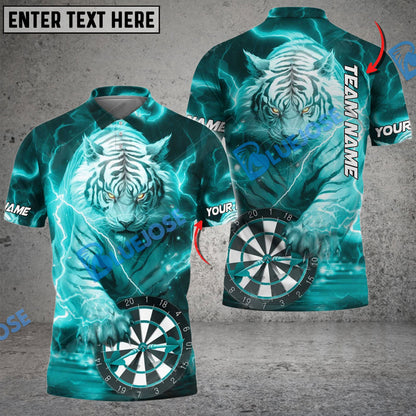 Frenzidea Darts White Tiger Personalized Name, Team Name 3D Shirt (4 Colors)