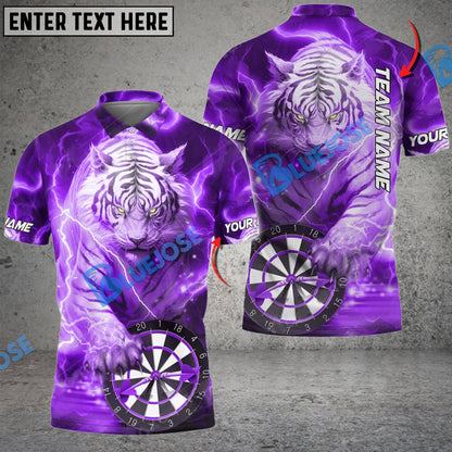 Frenzidea Darts White Tiger Personalized Name, Team Name 3D Shirt (4 Colors)