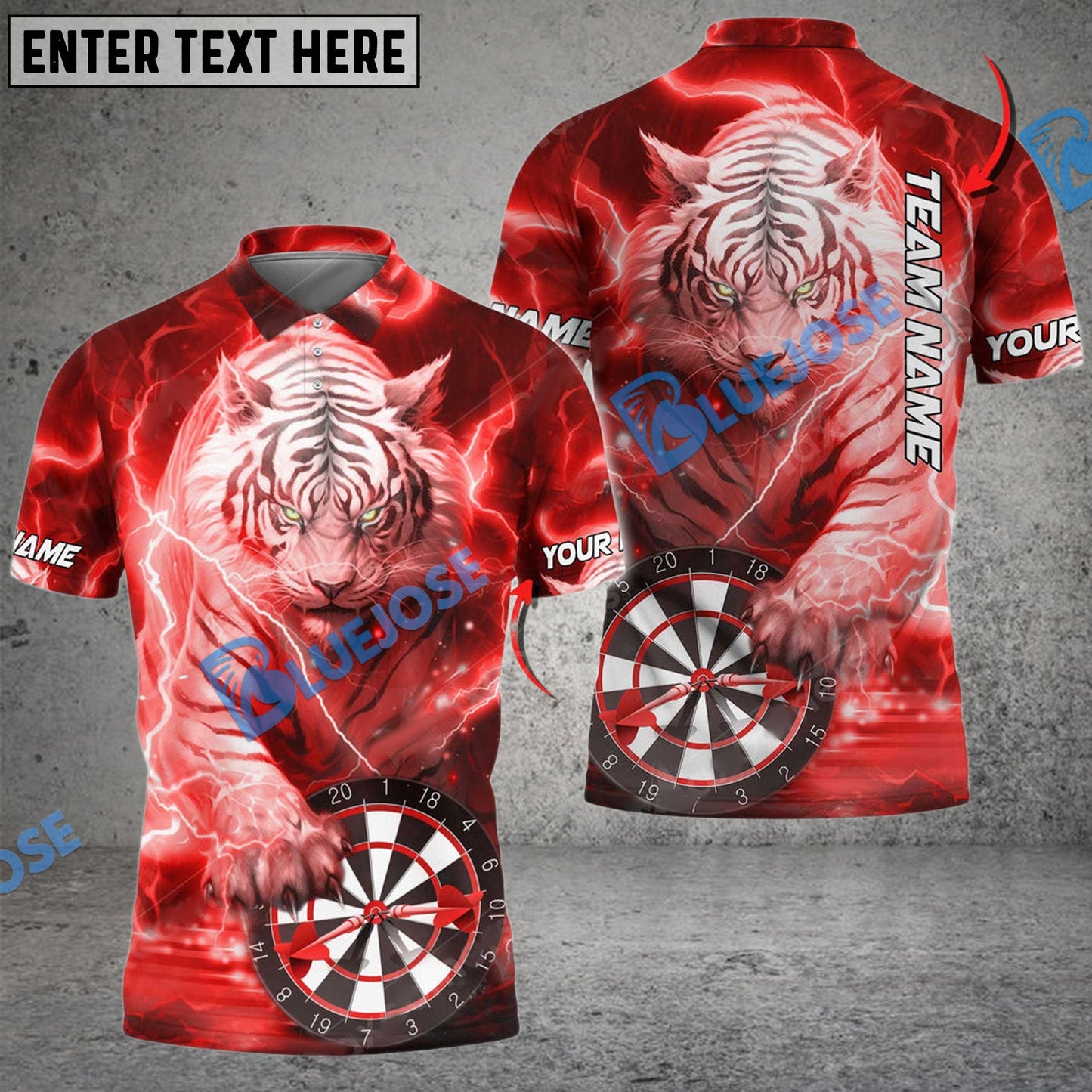 Frenzidea Darts White Tiger Personalized Name, Team Name 3D Shirt (4 Colors)