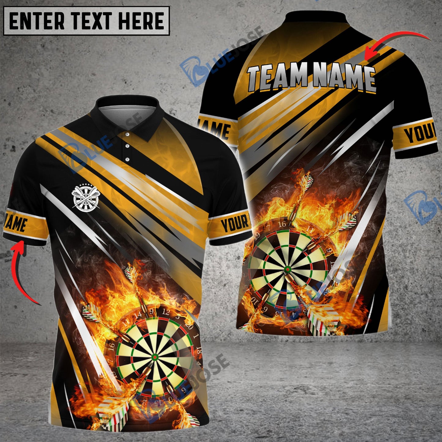 Frenzidea Darts Fire Arrow Rain Personalized Name, Team Name 3D Shirt (4 Colors)