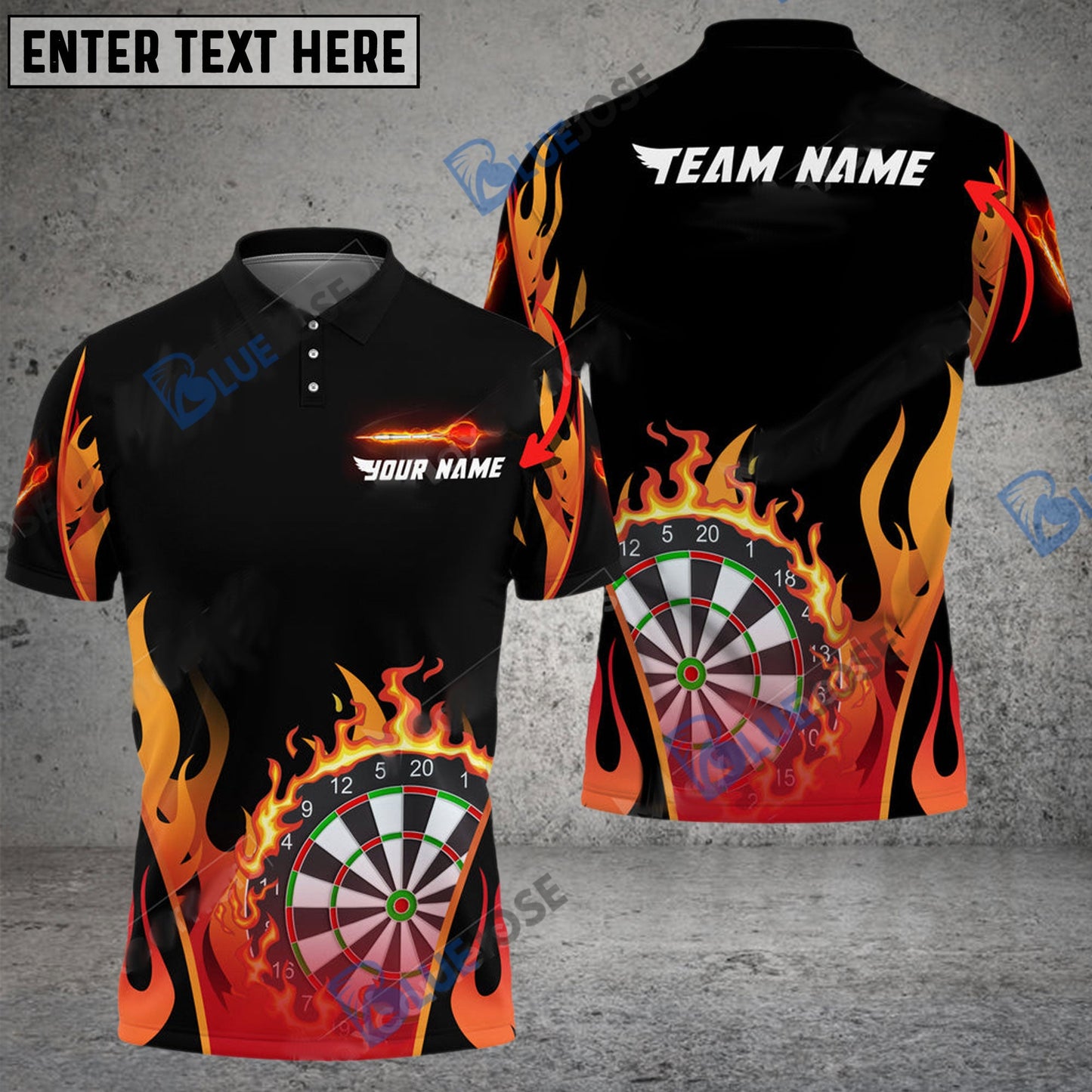 Frenzidea Darts Flaming Board Personalized Name, Team Name 3D Shirt (4 Colors)