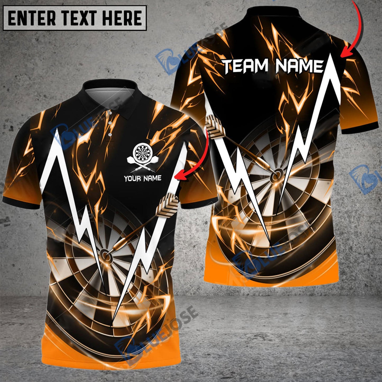 Frenzidea Darts Thunder Lightning Personalized Name, Team Name 3D Shirt (4 Colors)