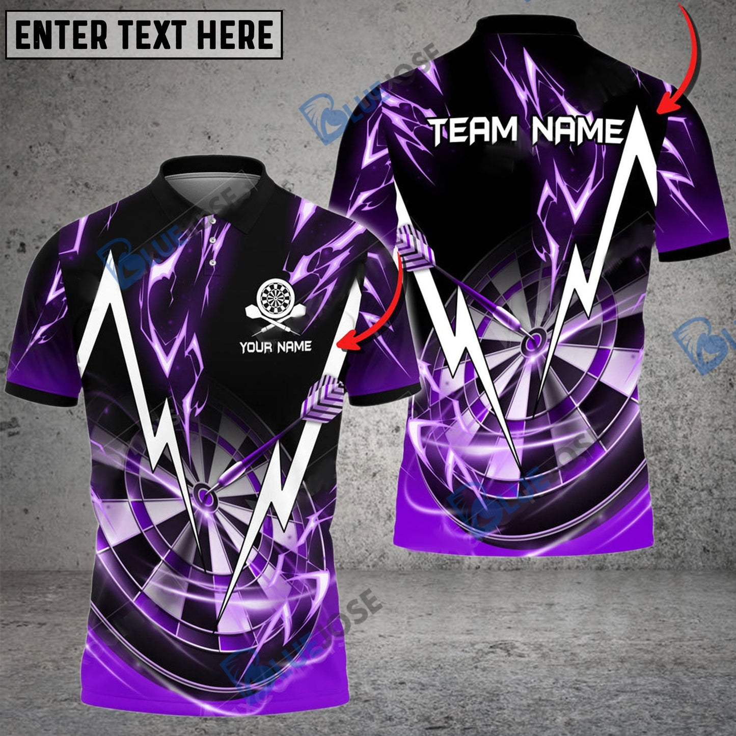 Frenzidea Darts Thunder Lightning Personalized Name, Team Name 3D Shirt (4 Colors)