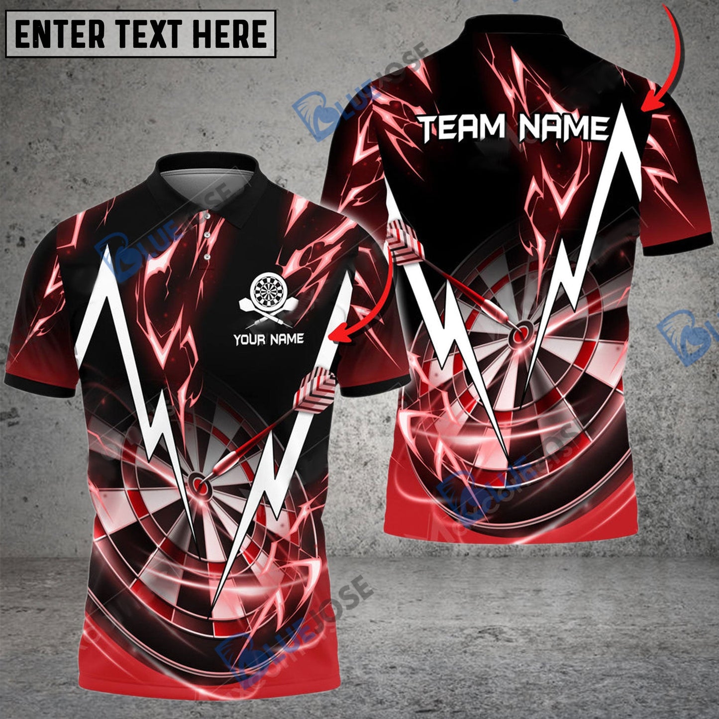 Frenzidea Darts Thunder Lightning Personalized Name, Team Name 3D Shirt (4 Colors)